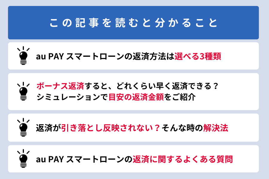 au PAY スマートローン 返済_この記事を読むと分かること