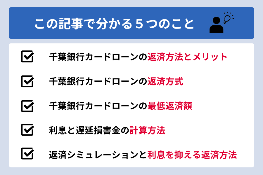千葉銀行カードローン 返済_この記事で分かる5つのこと